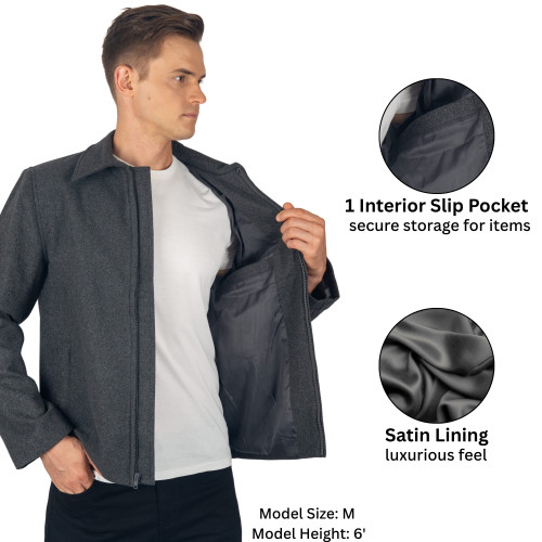 Alpine Swiss Grant Mens Wool Blend Jacket Classic Zip Up Coat